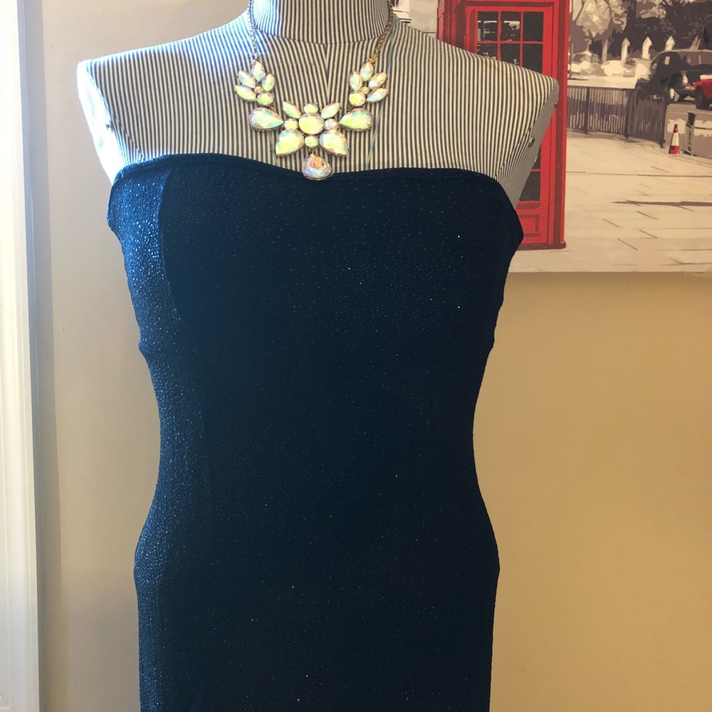 Strapless black gown